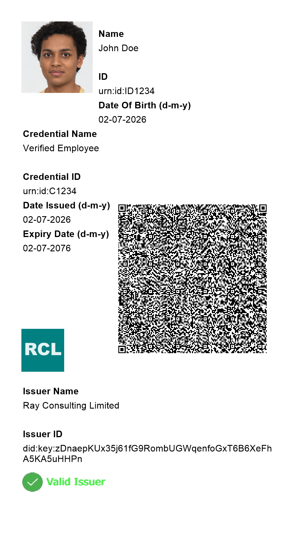 Sample Credential