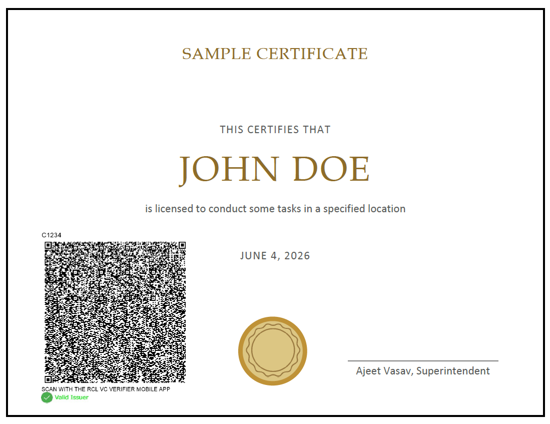 Sample Credential